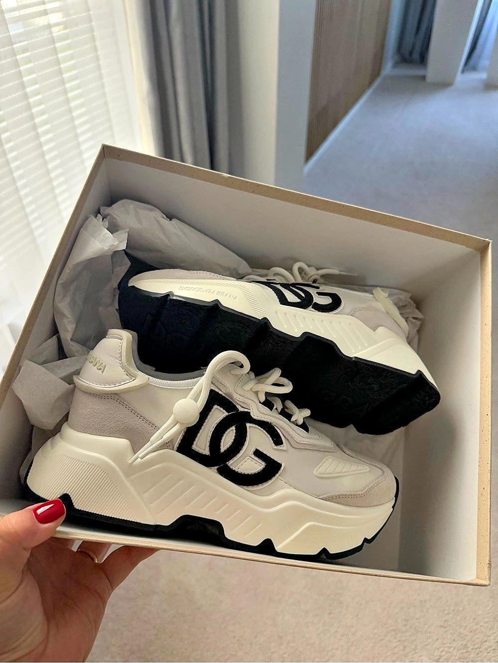 GABBANA Logo Sneakers in White & Black Like New